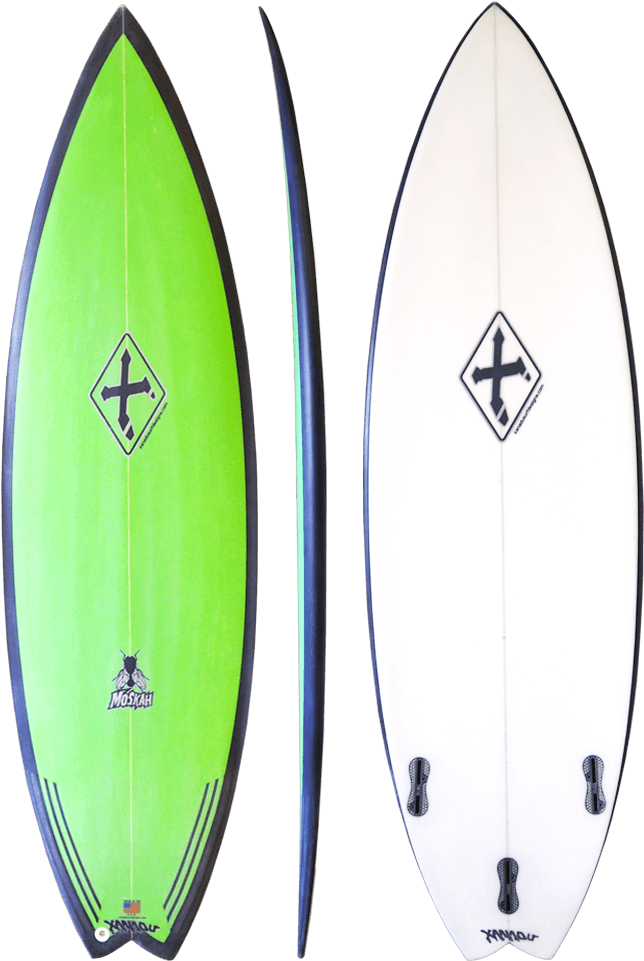 Greenand White Surfboards