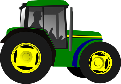 Greenand Yellow Tractor Illustration PNG with transparent background