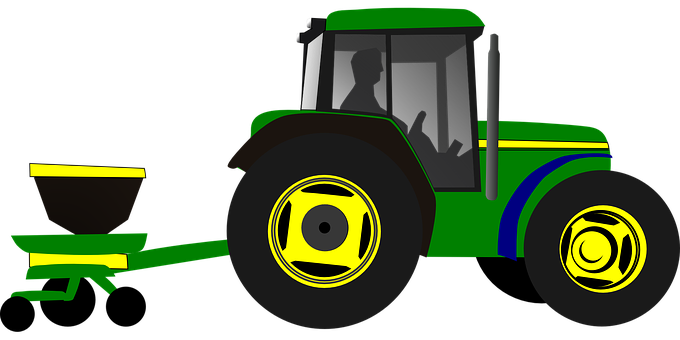 Greenand Yellow Tractor Illustration PNG with transparent background