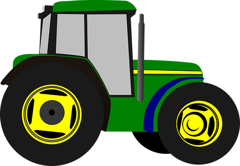Greenand Yellow Tractor Illustration PNG with transparent background