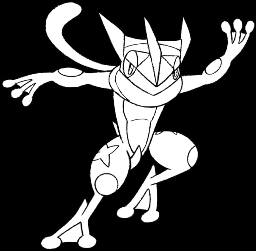 Greninja Blackand White Illustration