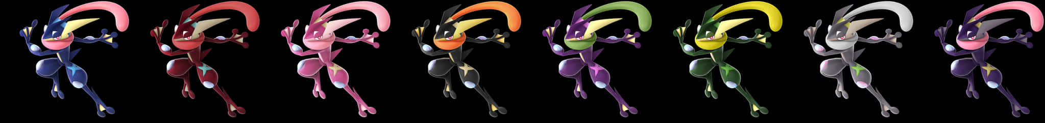 Greninja_ Variants_ Colorful_ Array