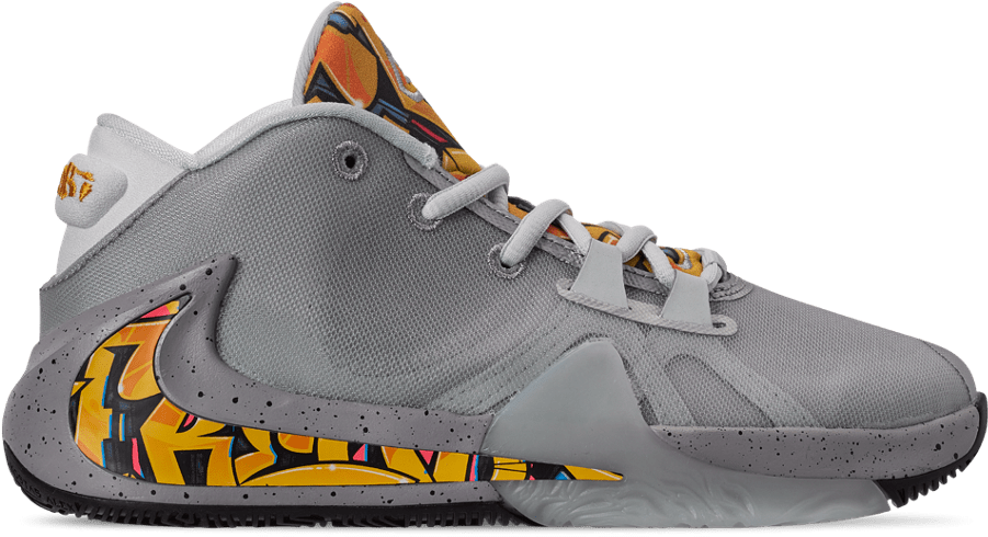 Grey Basketball Shoewith Colorful Details