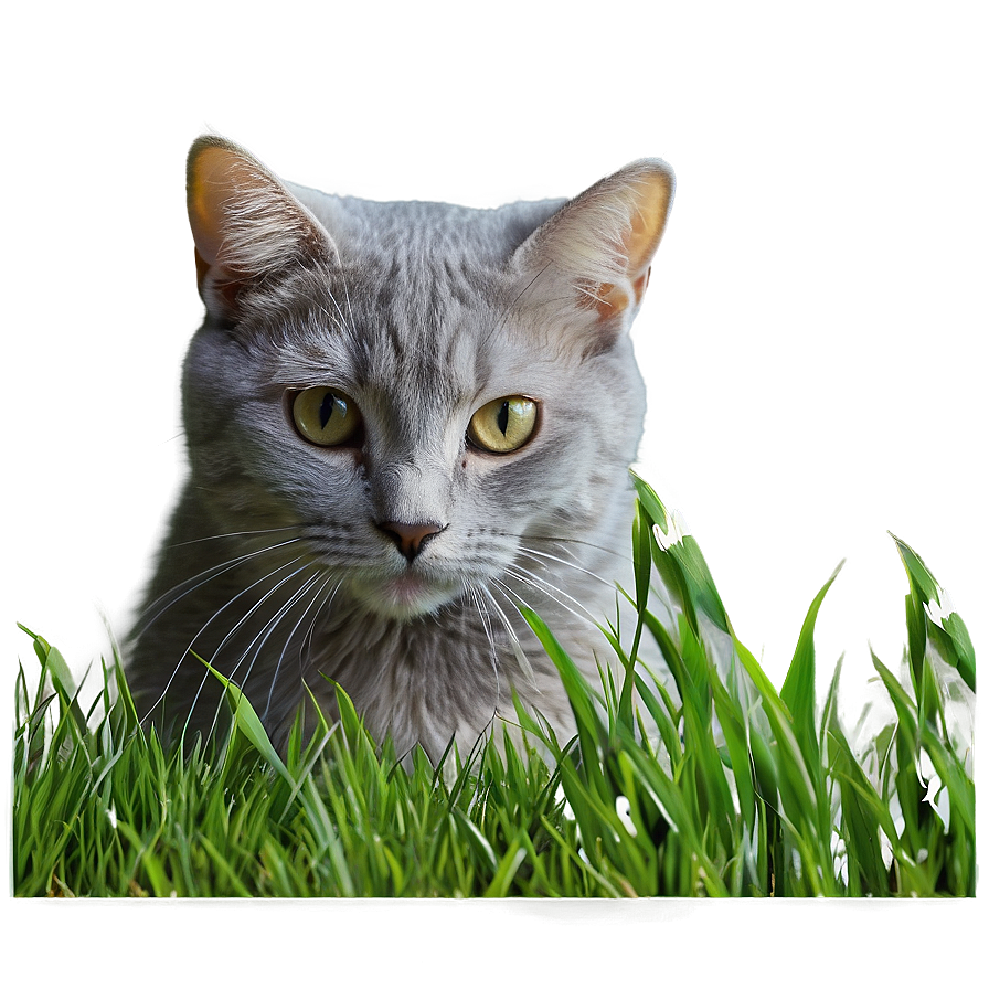 Grey Cat In Grass Png 06252024