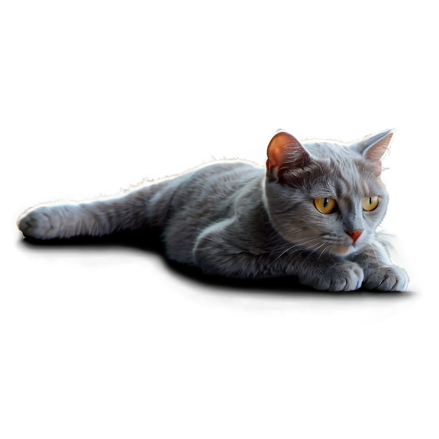 Grey Cat Lying Down Png 27