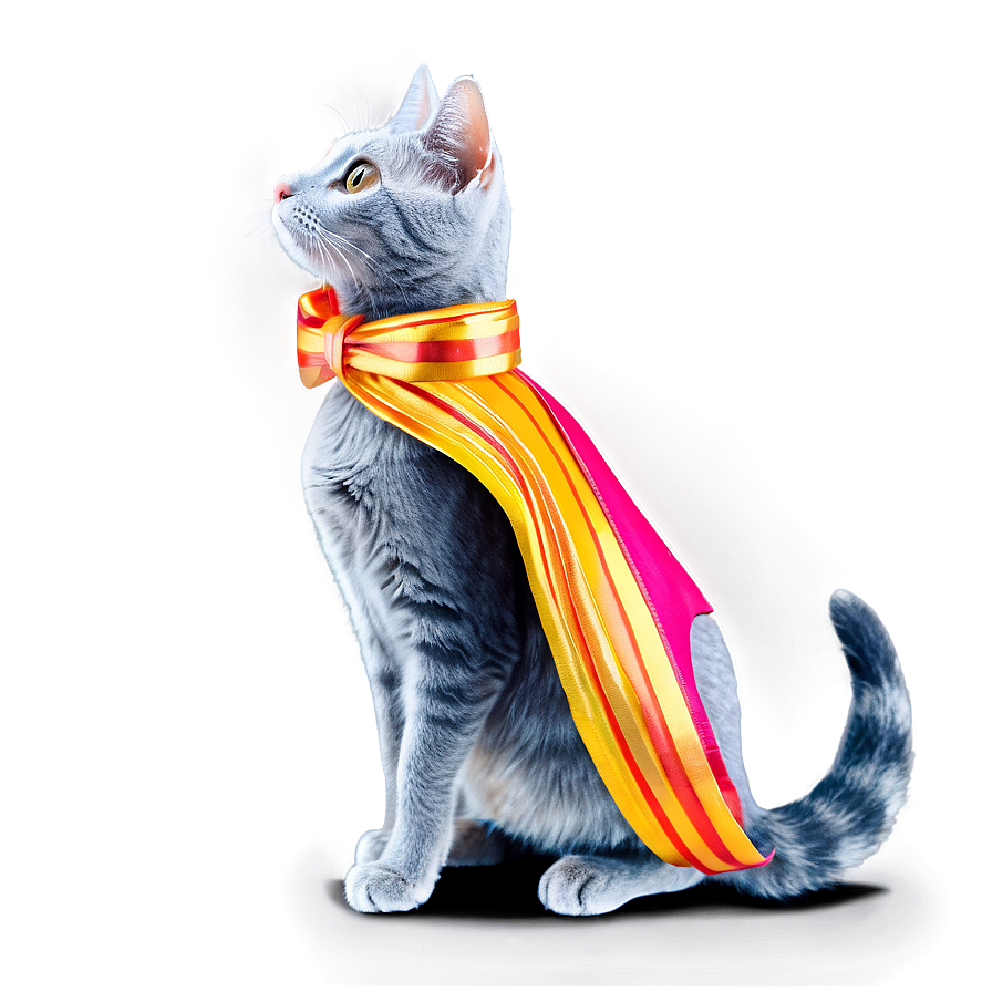 Grey Cat With Bow Png 06252024