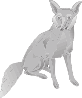 Grey Fox Illustration PNG with transparent background