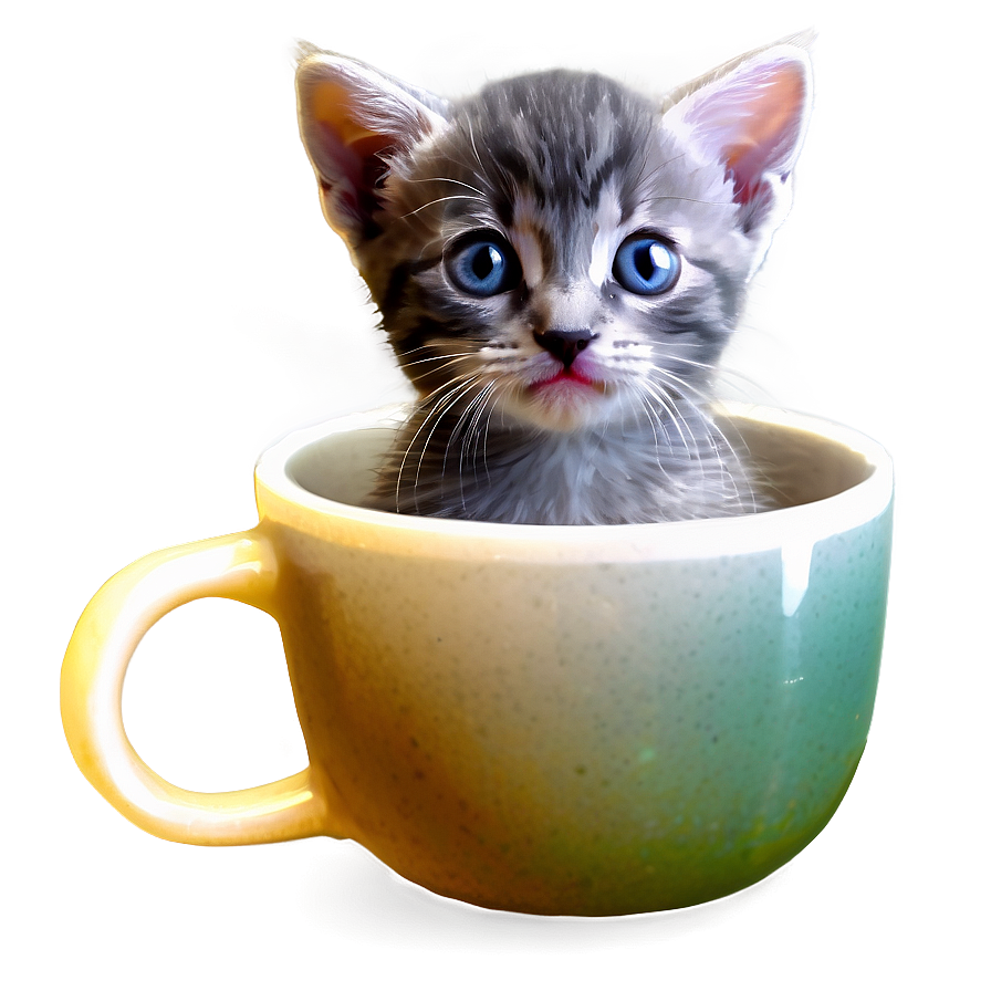 Grey Kitten In Cup Png 71