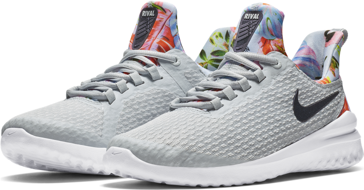 Grey Running Shoes Floral Interior