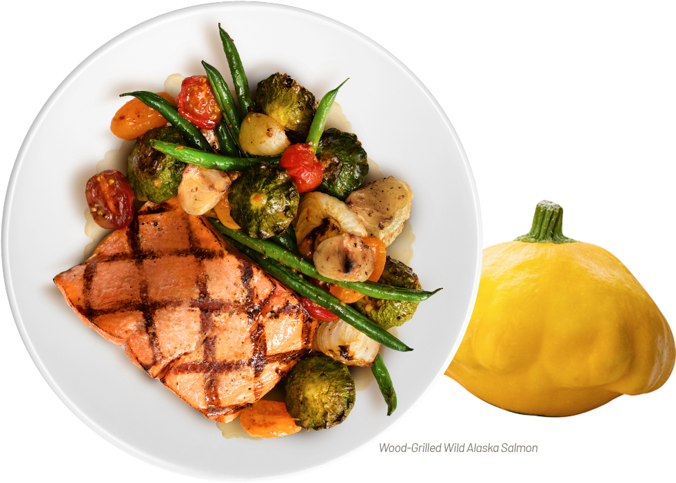 Grilled Salmon Vegetable Medley Dish