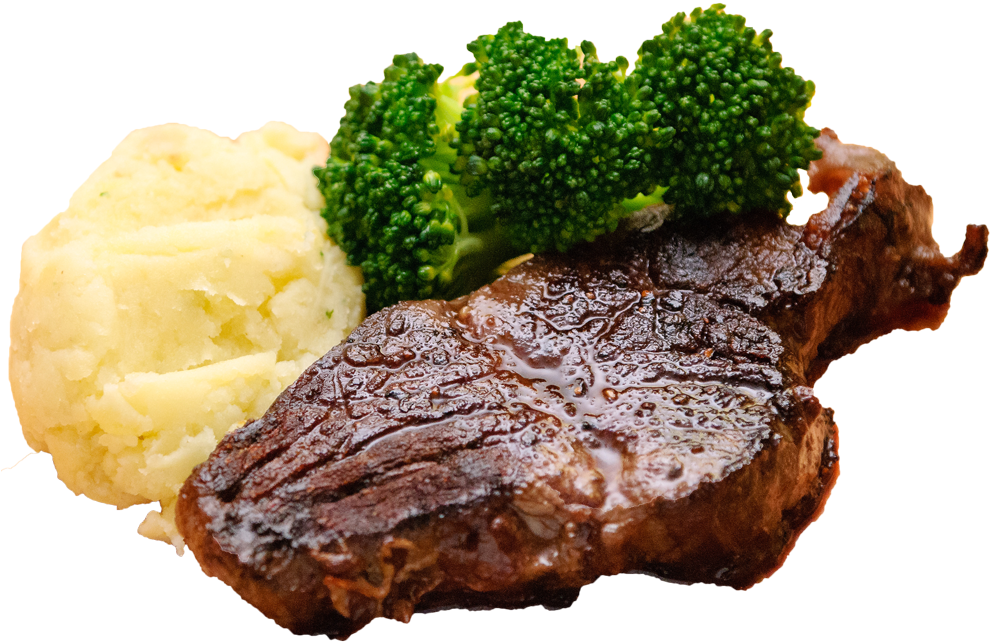 Iron Steak,veal,pork Chop,roast Beef,pork Steak,sirloin - Beef Steak With Mashed Potatoes, HD Png Download PNG with transparent background