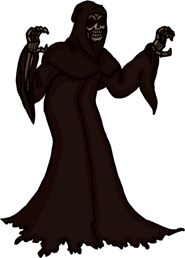 Grim Reaper Cartoon Illustration PNG with transparent background