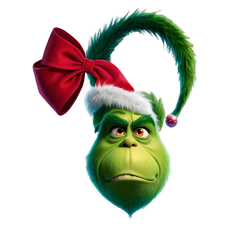 Grinch Christmas Bow Png 06132024