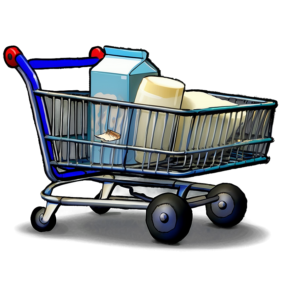 Grocery Cart With Dairy Png 06282024