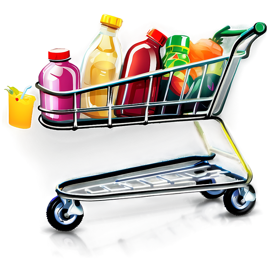 Grocery Cart With Drinks Png 14