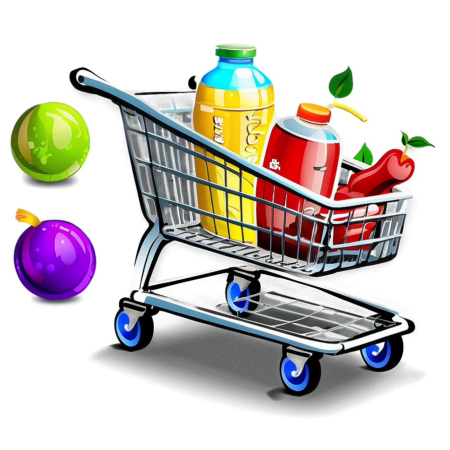 Grocery Cart With Drinks Png 64