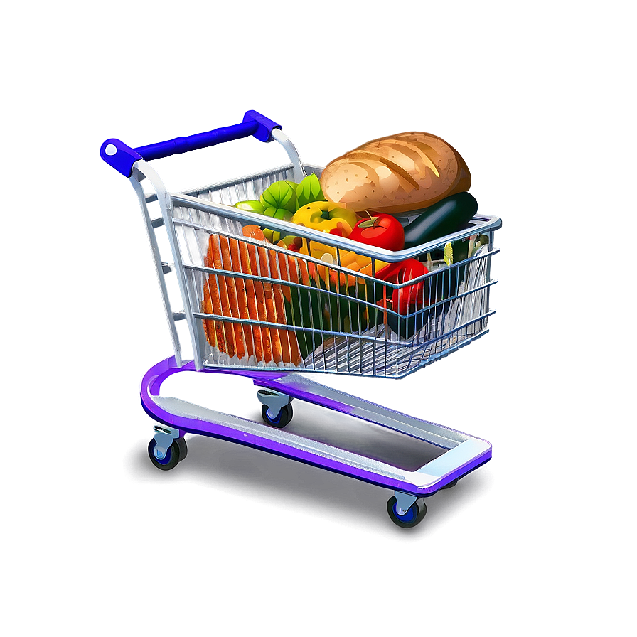 Grocery Cart With Food Png Klb