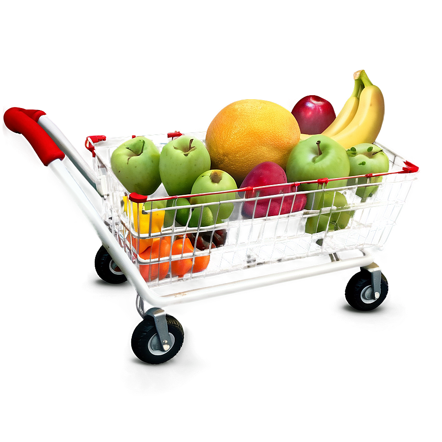 Grocery Cart With Fruits Png Auy