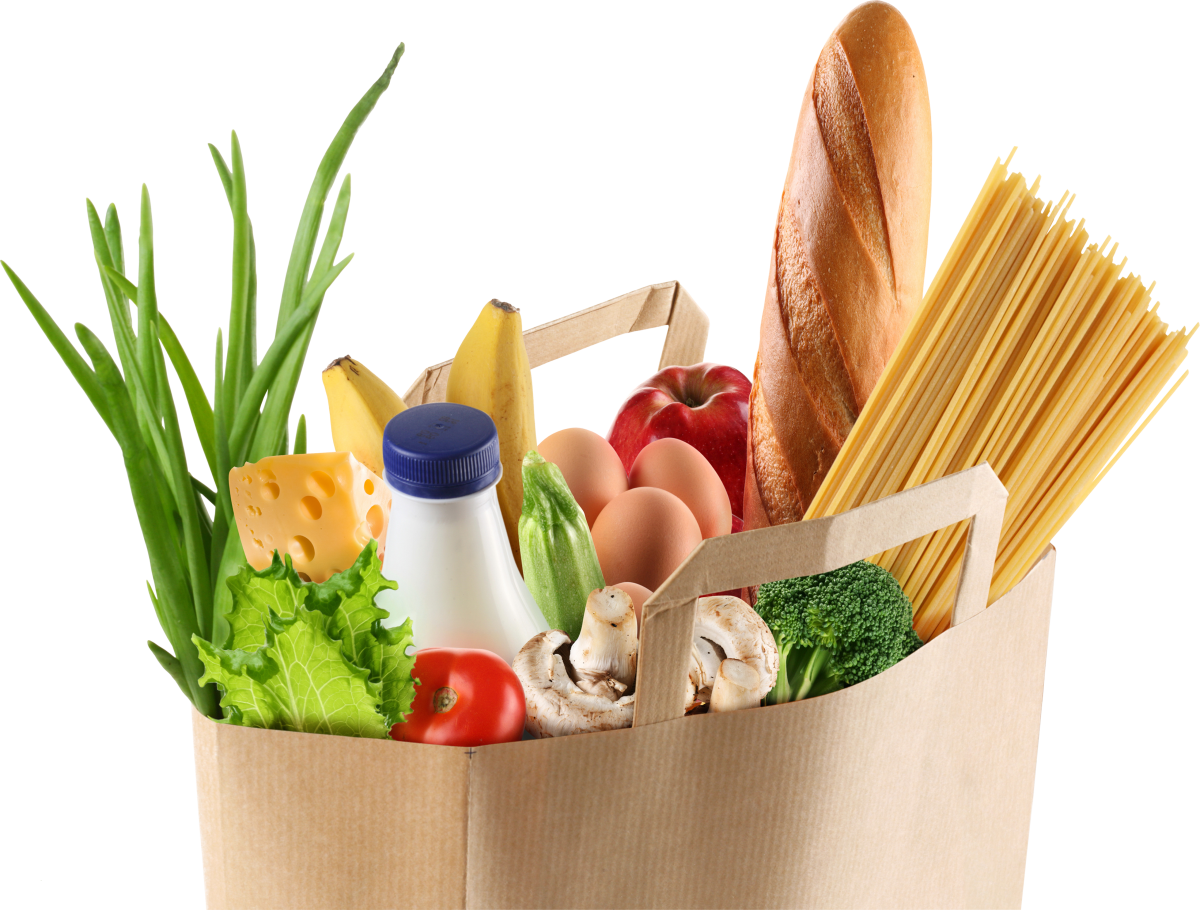 Grocery Shopping Bag Fullof Fresh Food PNG with transparent background
