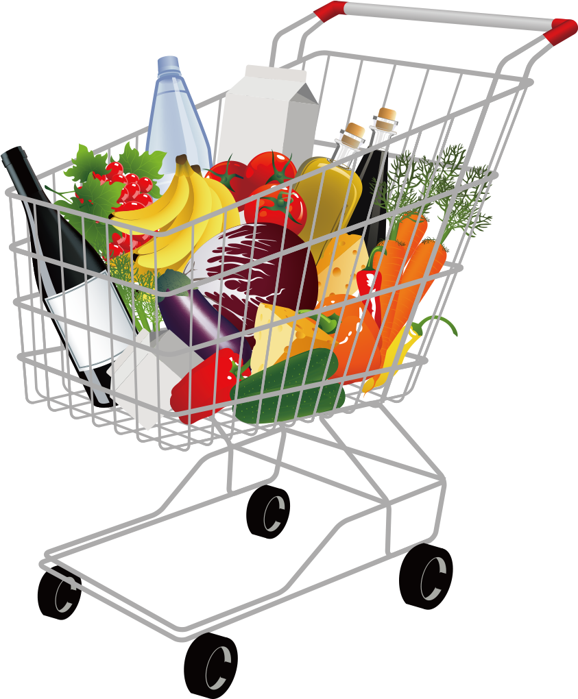 Grocery Shopping Cart Fullof Fresh Produce