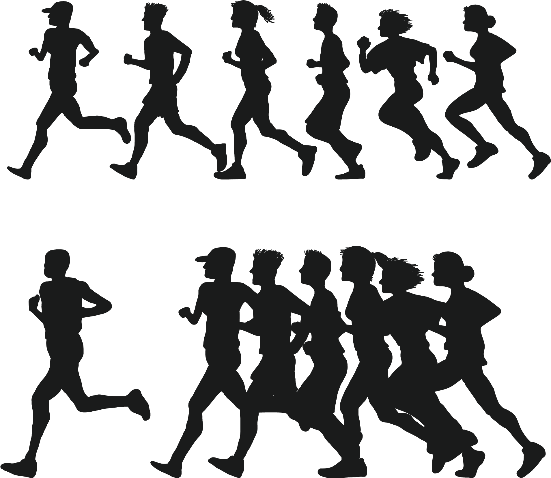 Running Silhouette - Running Silhouette Running Figures PNG with transparent background