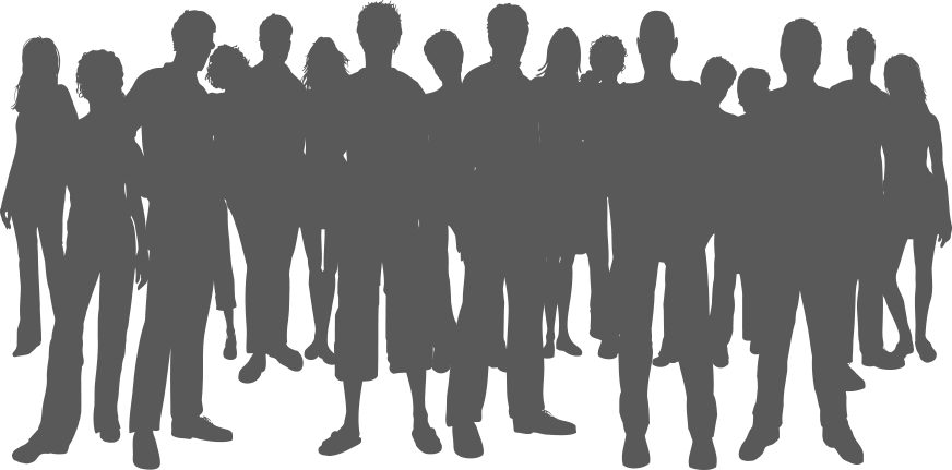 Group Silhouette Blue Background