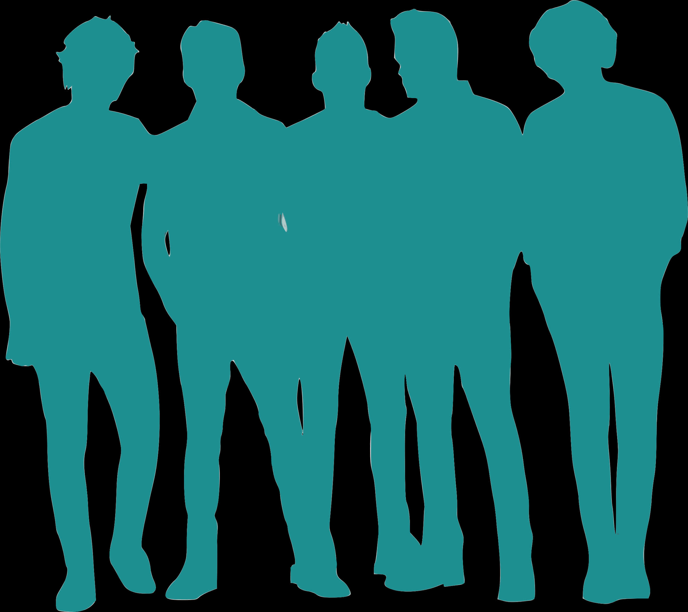 Group Silhouette Teal Background