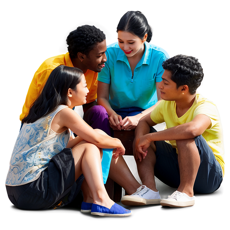 Group Sitting Outdoors PNG efa5 PNG with transparent background