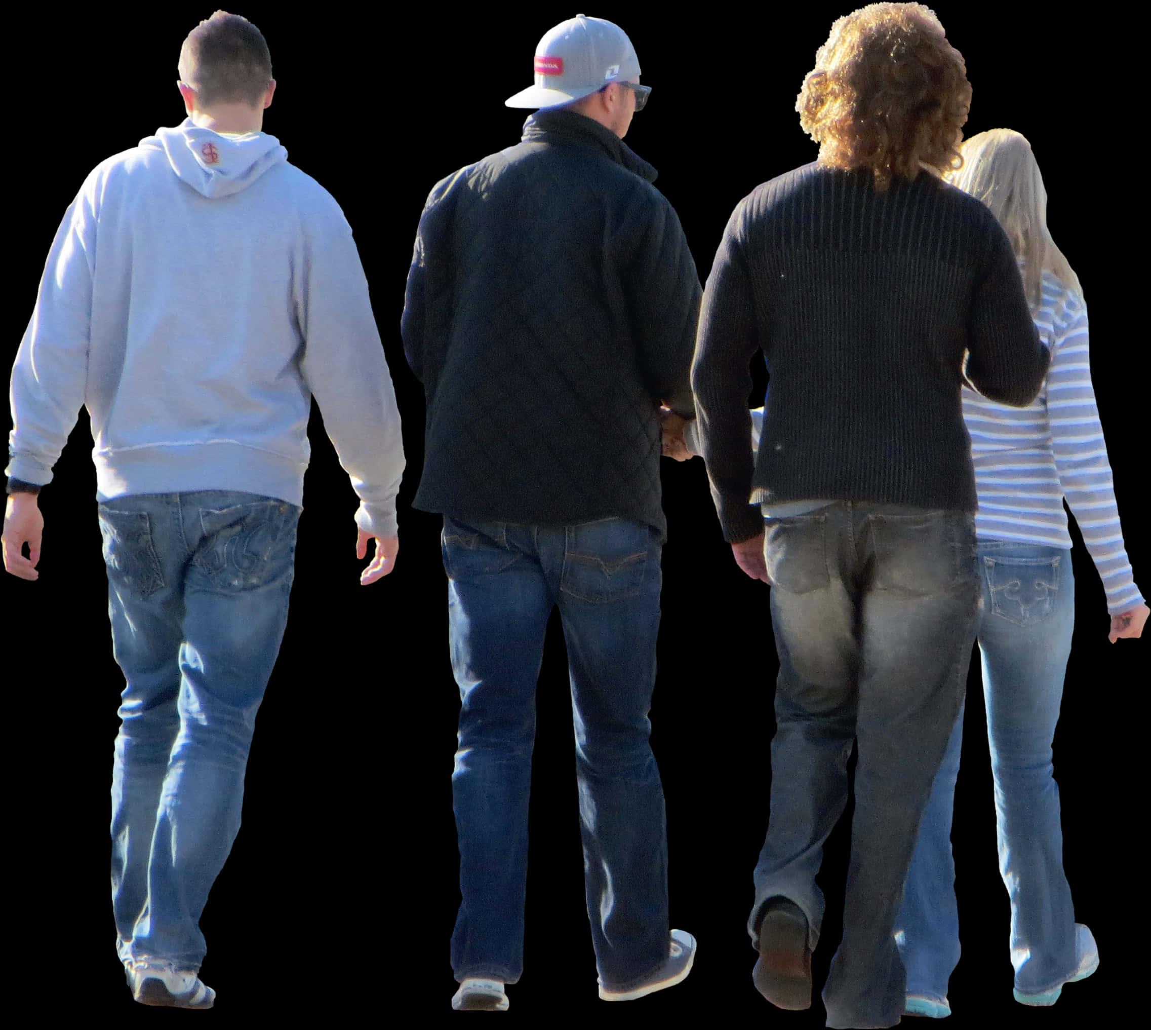 Group_ Walking_ Away_ Isolated_ Background