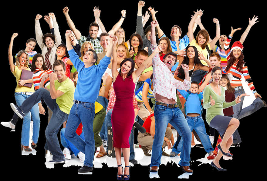Groupof Happy People Celebrating PNG with transparent background