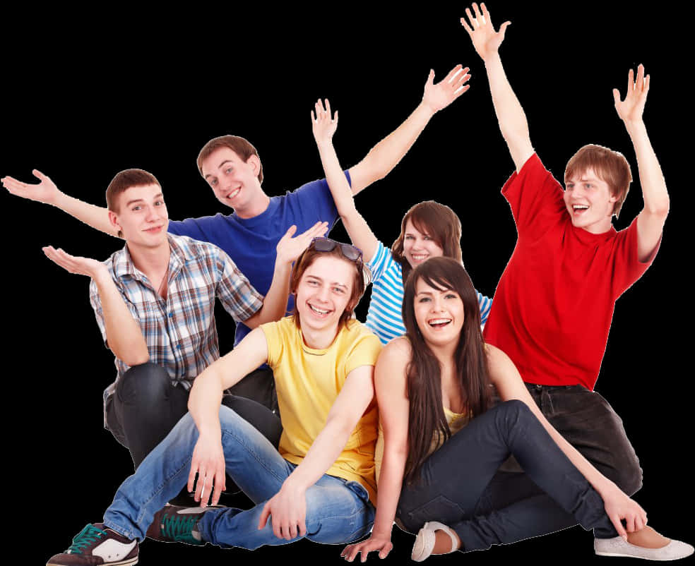 Groupof Happy Young People PNG with transparent background