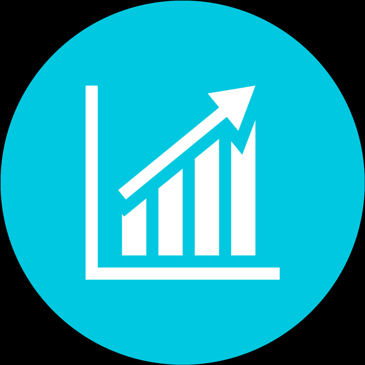 Growth Chart Icon Cyan Background PNG with transparent background