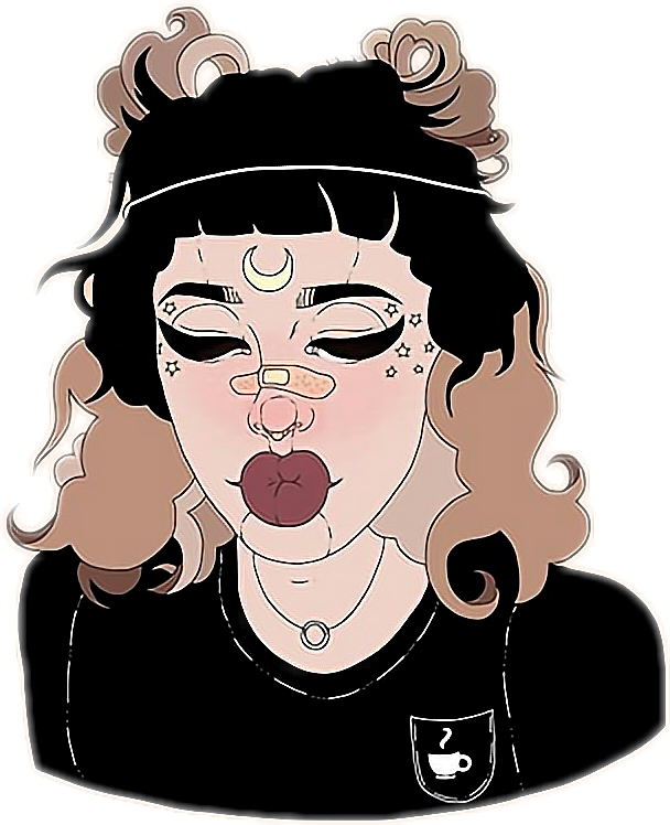 Grunge Aesthetic Cartoon Girl PNG with transparent background