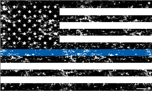Grunge American Flag Thin Blue Line PNG with transparent background
