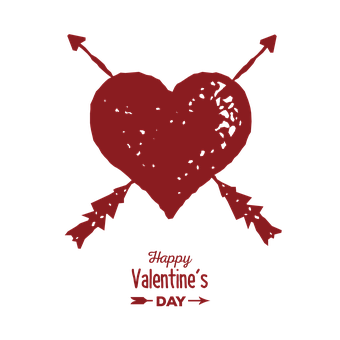 Grunge Heart Arrows Valentines Day PNG with transparent background