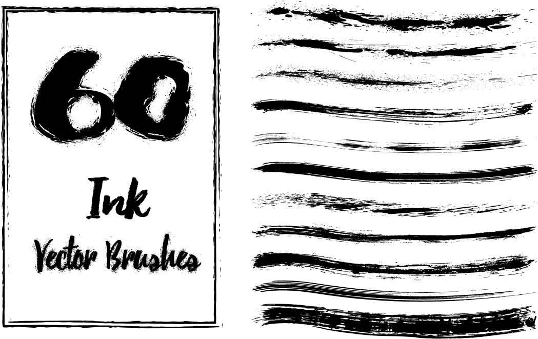 Grunge Ink Vector Brushes Set PNG with transparent background