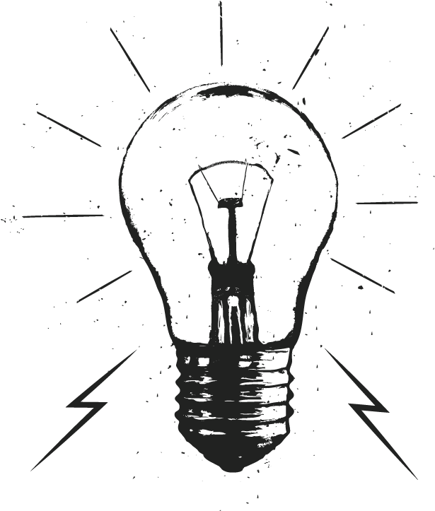 Grunge Style Lightbulb Illustration PNG with transparent background