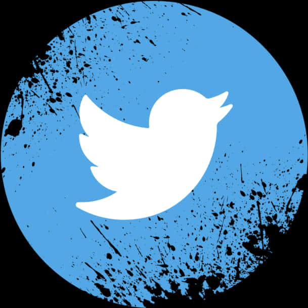 Grunge Style Twitter Logo PNG with transparent background