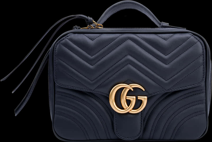 Gucci Black Leather Chevron Bag