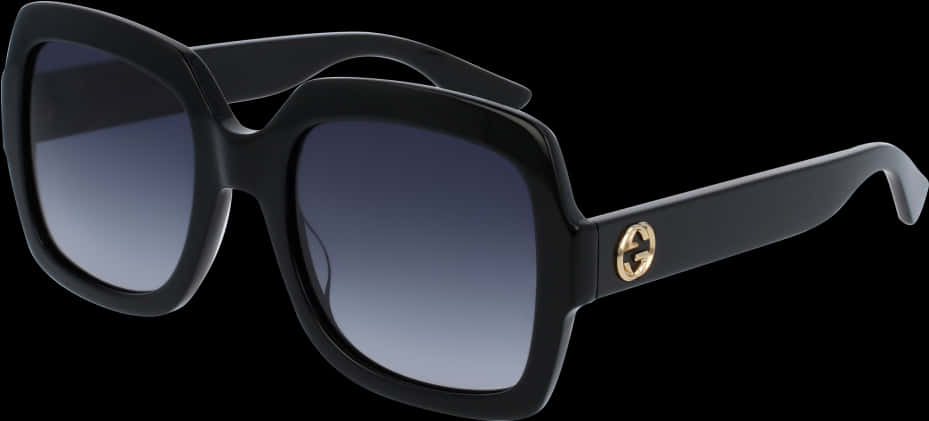 Gucci Black Sunglasseswith Gold Logo