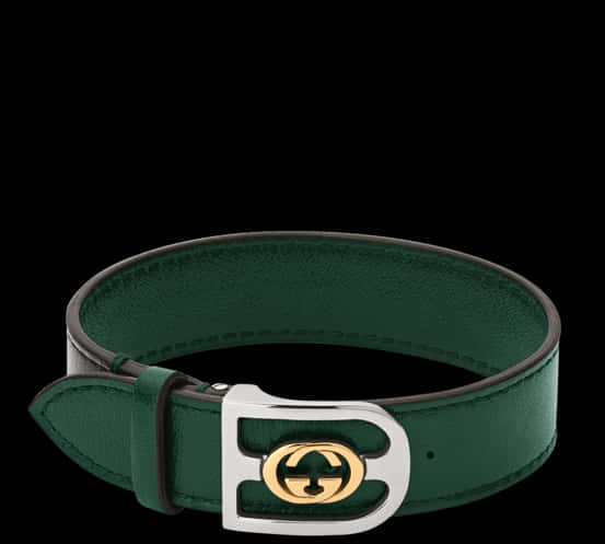 Gucci Green Leather Beltwith G G Buckle