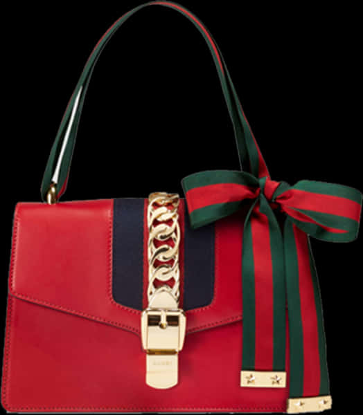 Gucci Redand Navy Handbagwith Green Red Ribbon