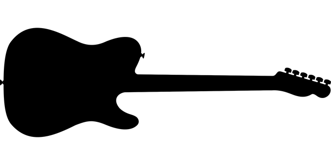 Guitar Black Silhouette PNG with transparent background
