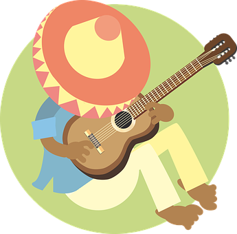 Guitaristin Sombrero Vector