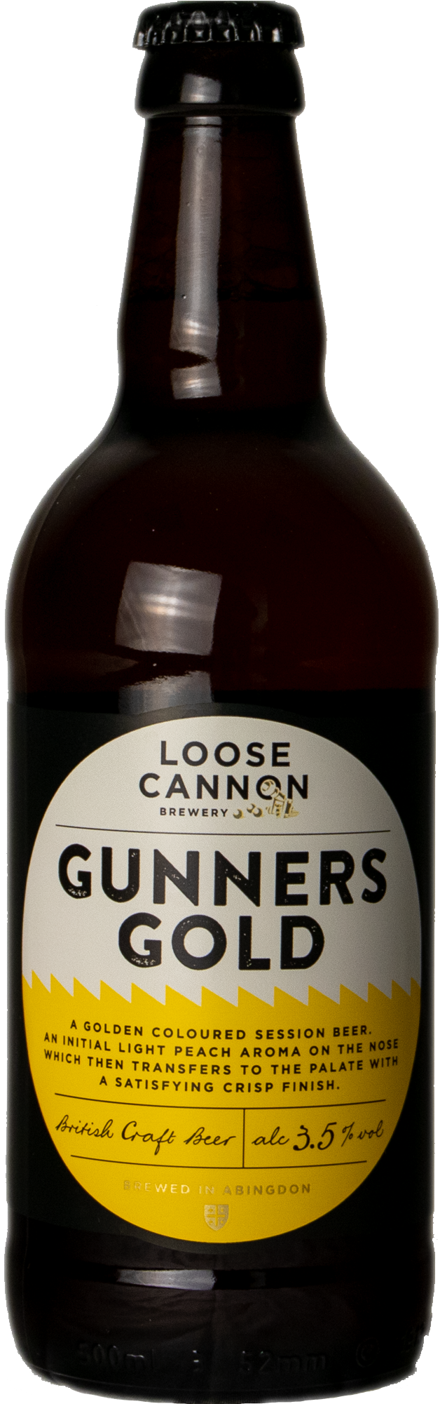 Gunners Gold Beer Bottle PNG image with a transparent background, free high-resolution download