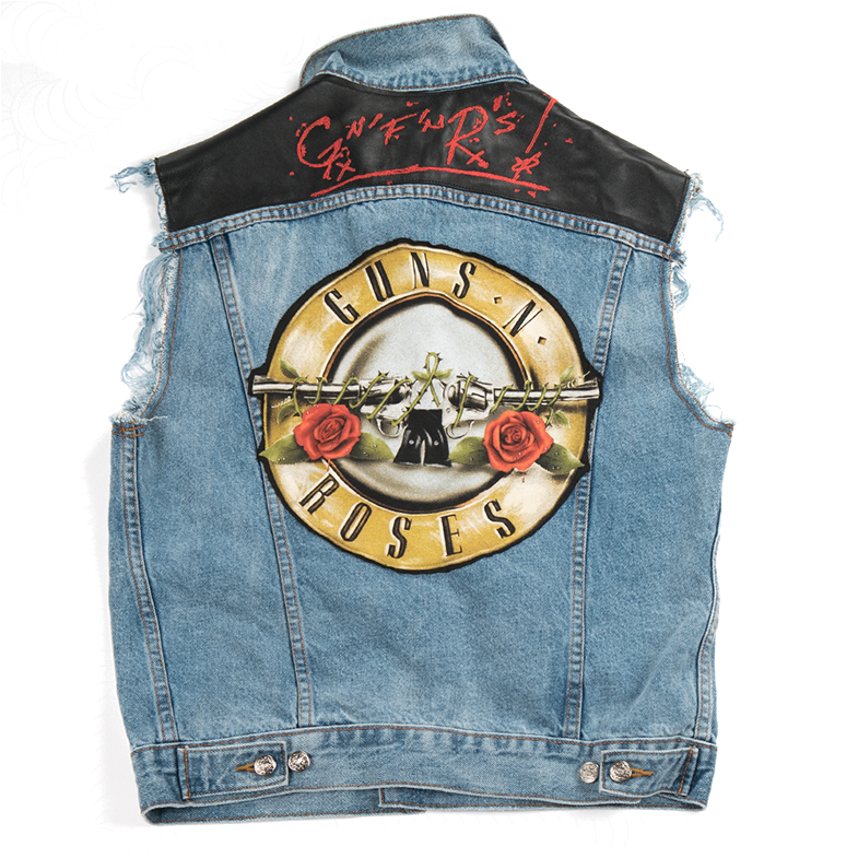 Guns N Roses Denim Vest Graphic PNG with transparent background