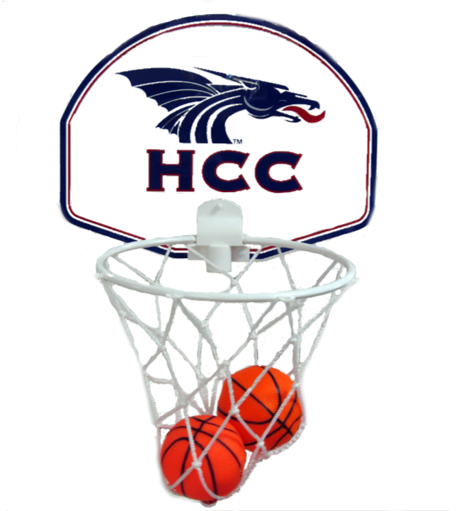 H C C Logo Basketball Hoopwith Balls