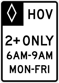 H O V Lane Sign Weekday Restrictions PNG image with a transparent background, free high-resolution download