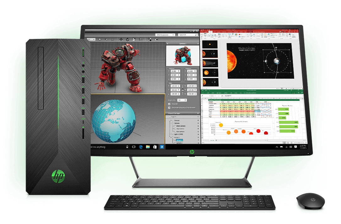 H P Workstation Desktopand Monitor PNG with transparent background
