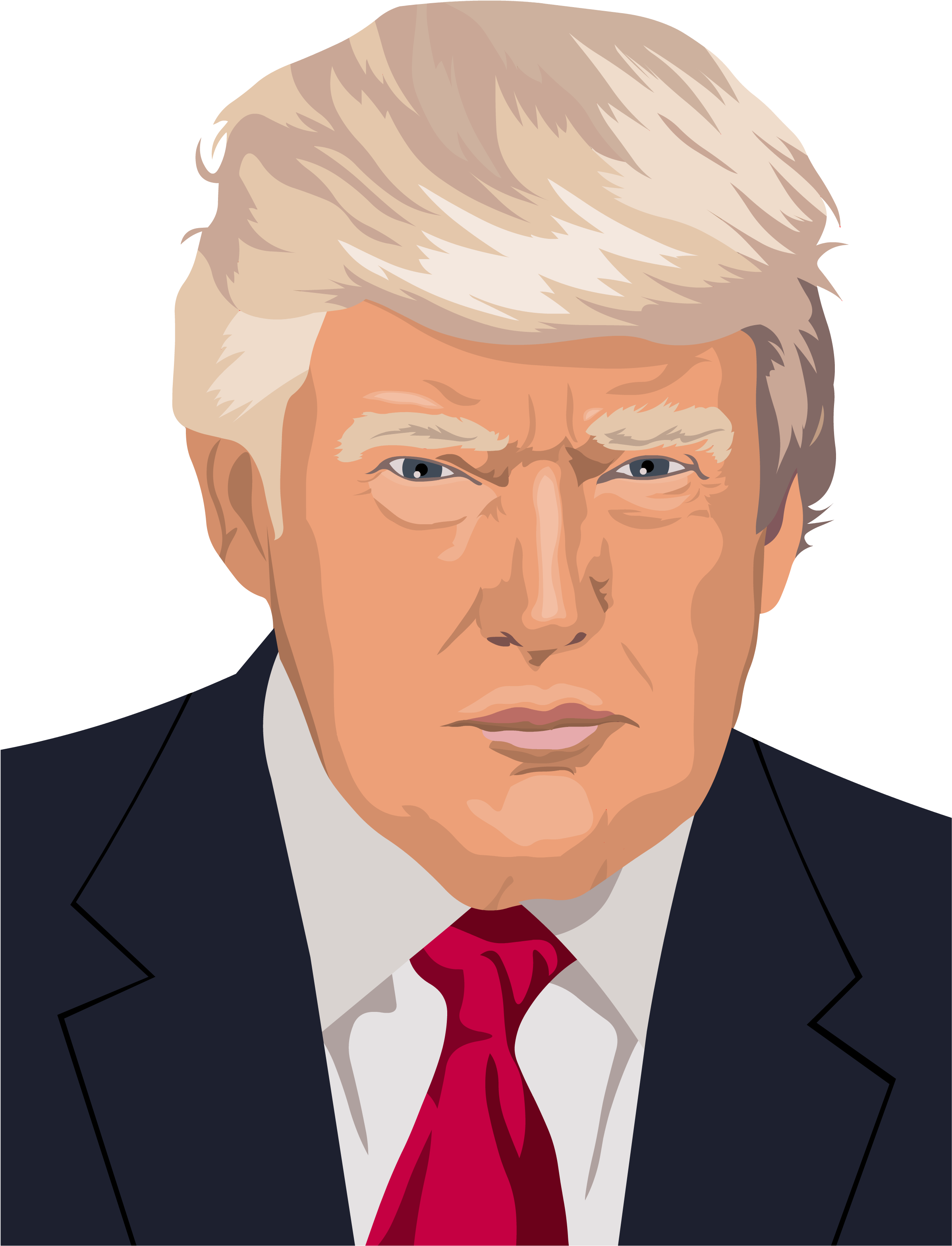 Hairstyle United Art Trump Us States Donald - Donald Trump Cartoon Face, HD Png Download PNG with transparent background